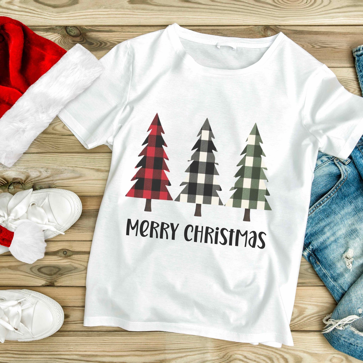 Buffalo Plaid Christmas Tree Digital Design PNG, Sublimation