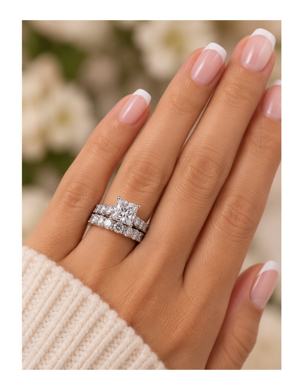 Brilliance Simulated Diamond Bridal Ring Set | Princess-Cut Engagement & Wedding Ring Set