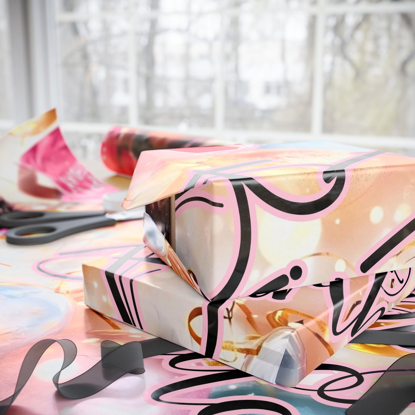 Wrapping Papers - Birthday Celebration African American Girl Pink Design