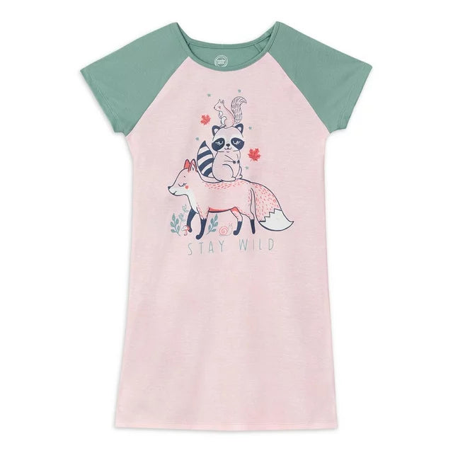 Girls Short Sleeve Nightgown, 2-Pack Stay Wild