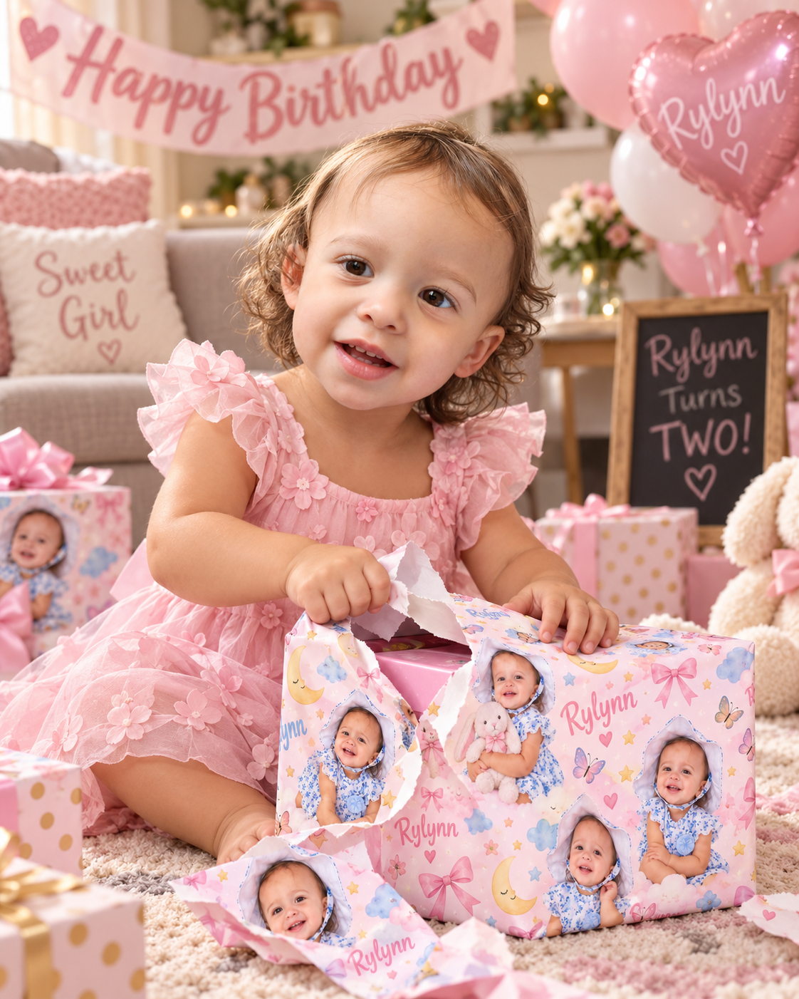 Custom Photo Gift Wrap | Personalized Wrapping Paper With Your Child, Adult or Pet Photo | Custom Birthday & Holiday Gift Wrap