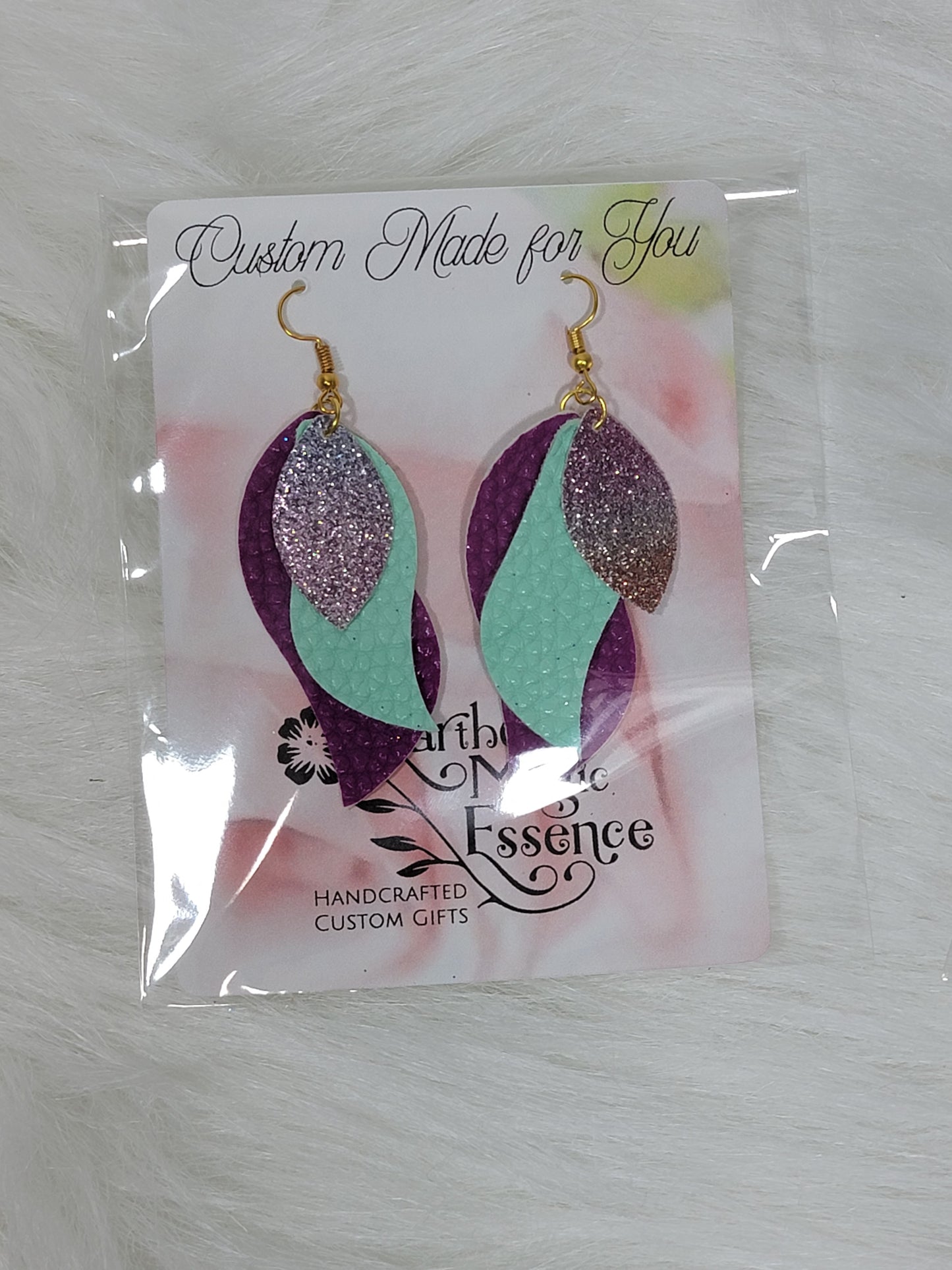 Faux Leather Feather Earrings