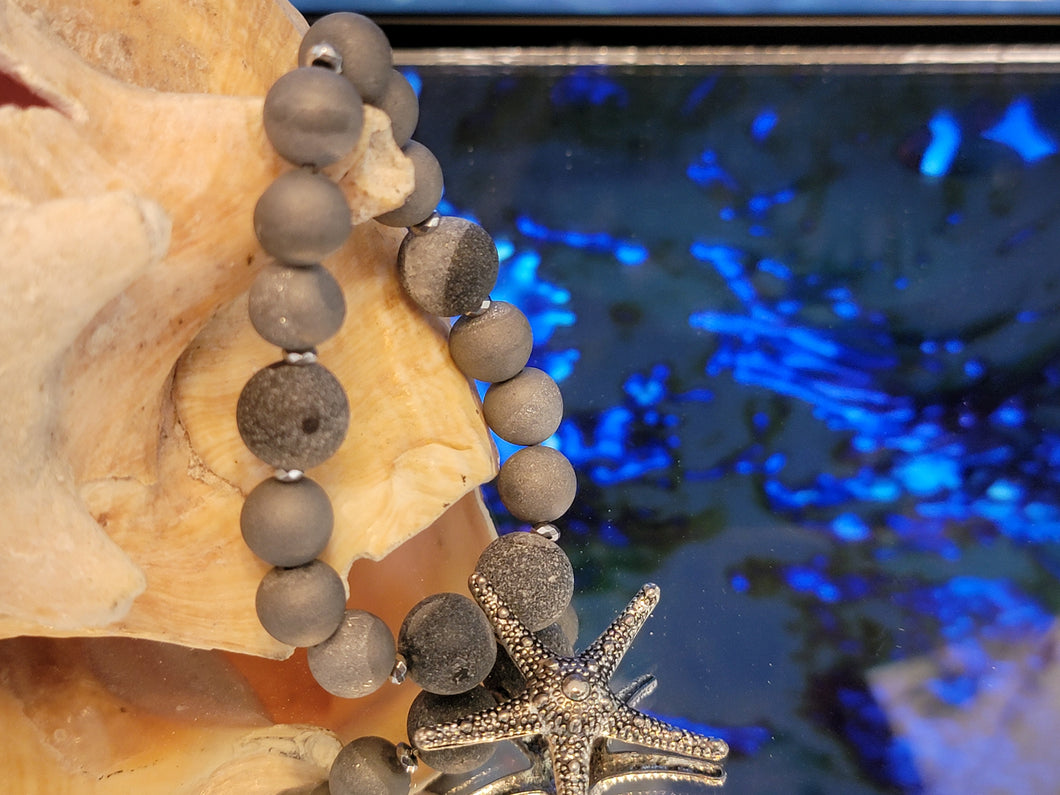 Purple Lava Bead Starfish Charm Bracelet