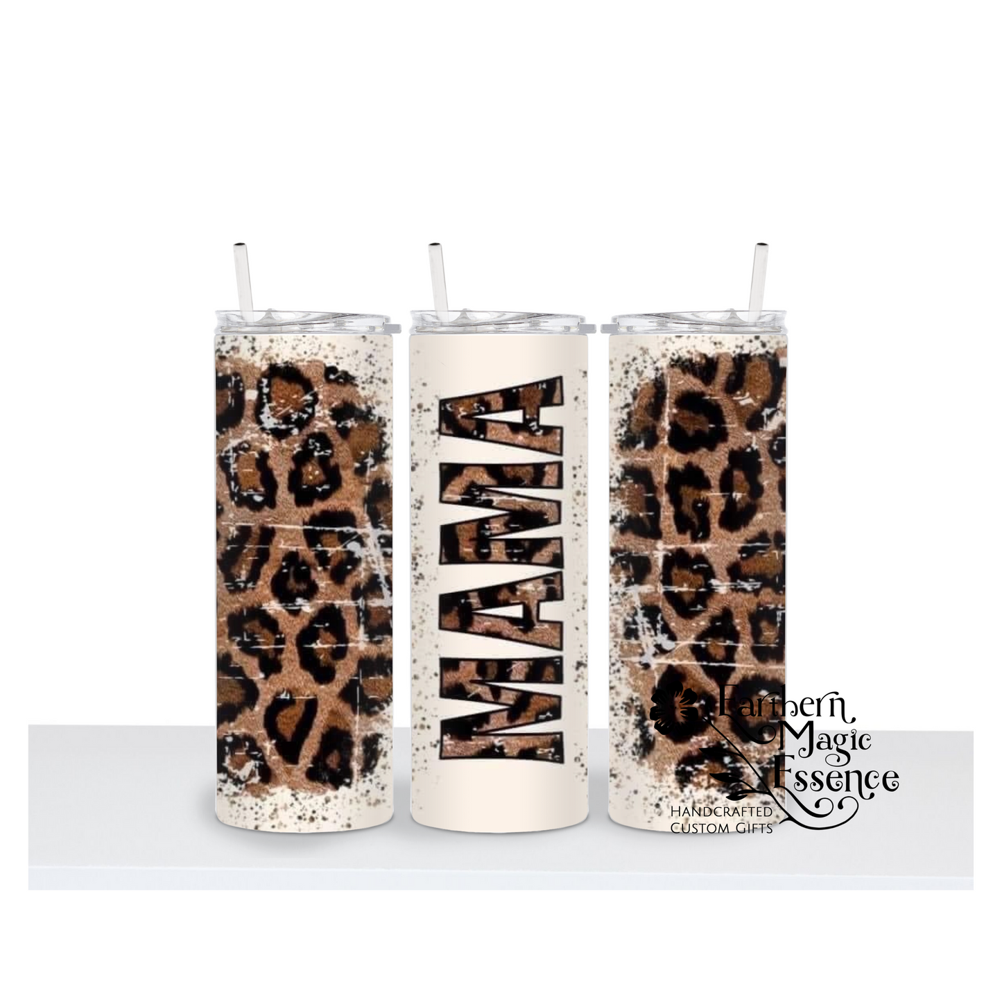 Distressed Leopard Mama 20 oz Tumbler