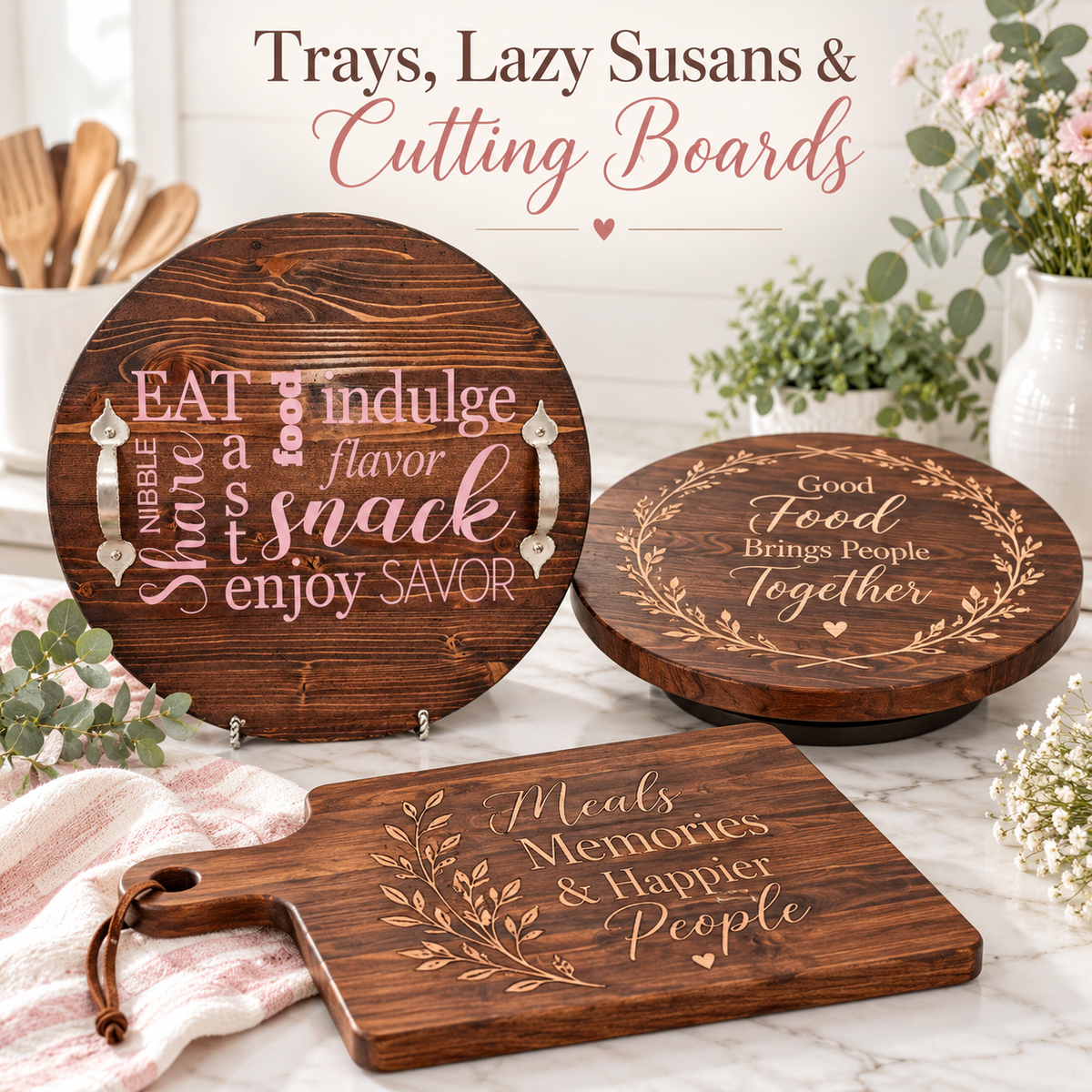 Handcrafted Trays, Lazy Susan's and Cutting Boards