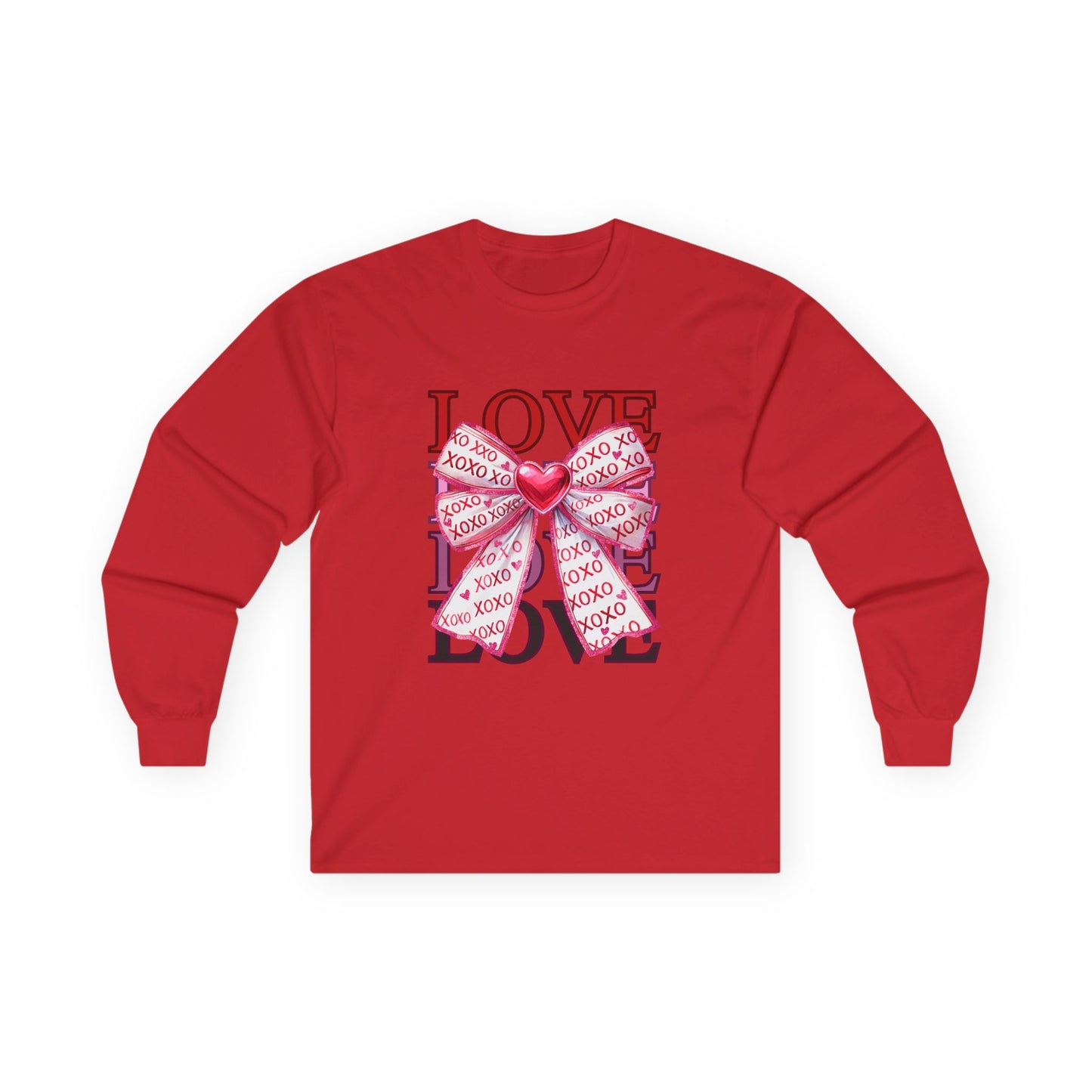 Love & Hugs XOXO Bow Shirt Unisex Ultra Cotton Long Sleeve Tee