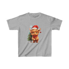 Load image into Gallery viewer, Christmas Highland Cow Kids Heavy Cotton™ Tee
