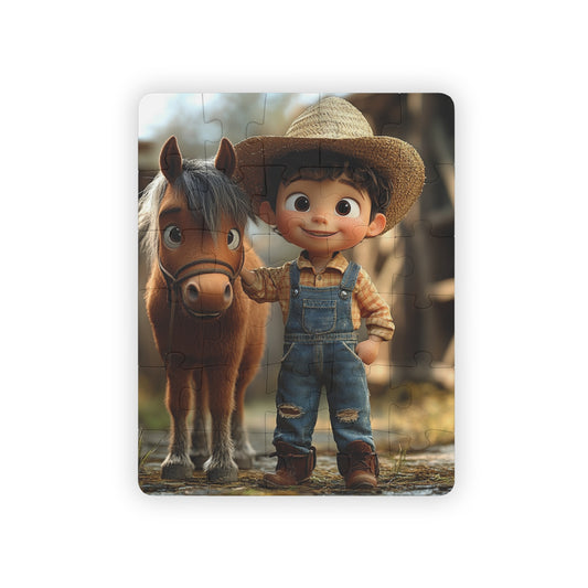 Cute Little Boy and His Horse Kids' Puzzle, 30-Piece