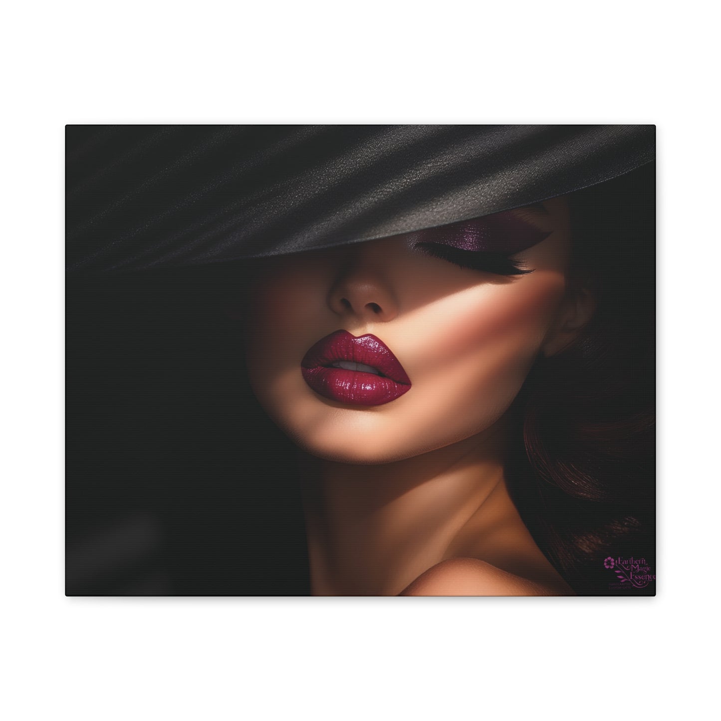 The Velvet Gaze Elegant Canvas Art Print, Dramatic Wall Decor, Beauty Home Decor, Fashion Artwork, Gift for Her, Modern Aesthetic