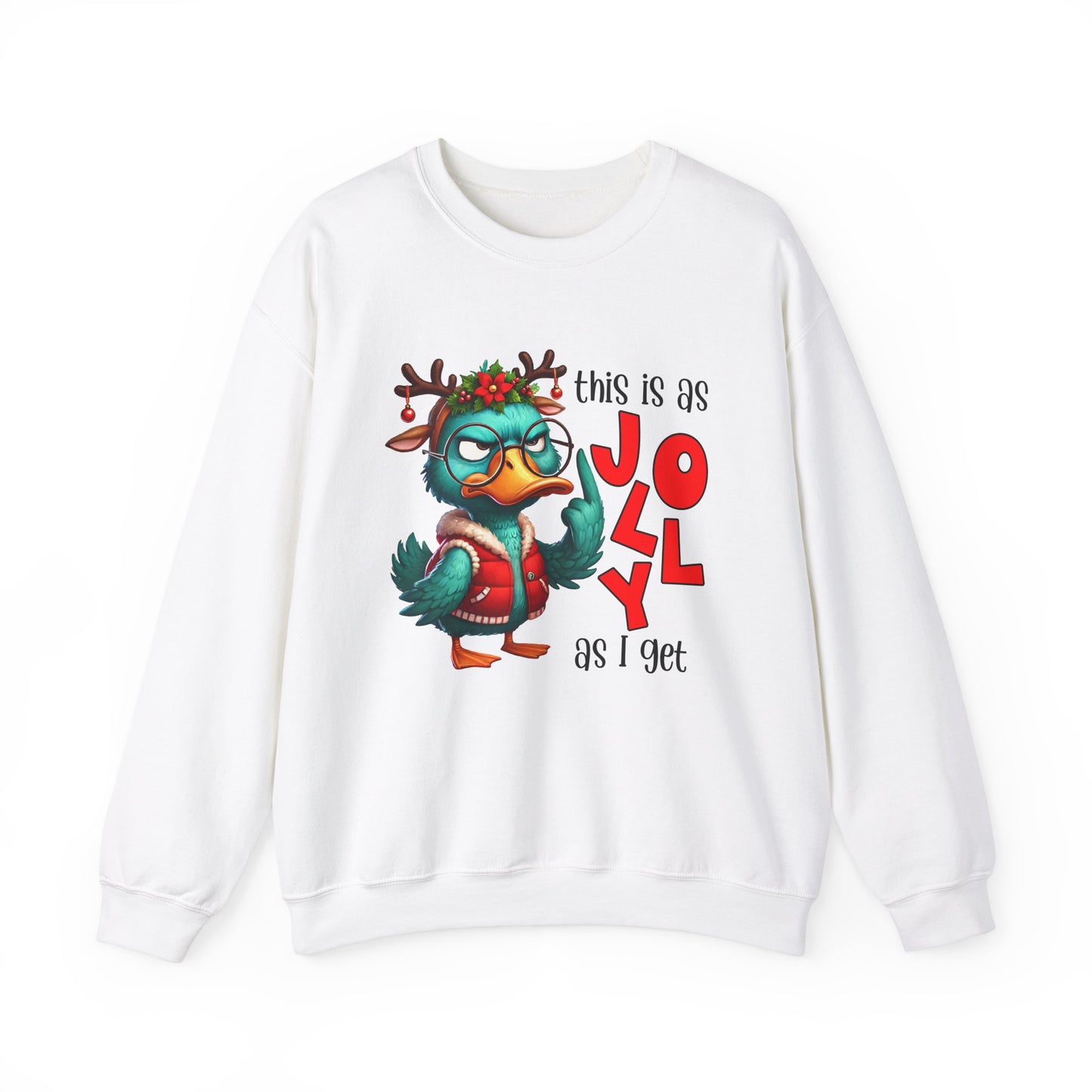 Grumpy Duck, This is as Jolly as I Get Unisex Heavy Blend™ Crewneck Sweatshirt