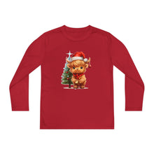 Load image into Gallery viewer, Christmas Highland Cow Youth Tee
