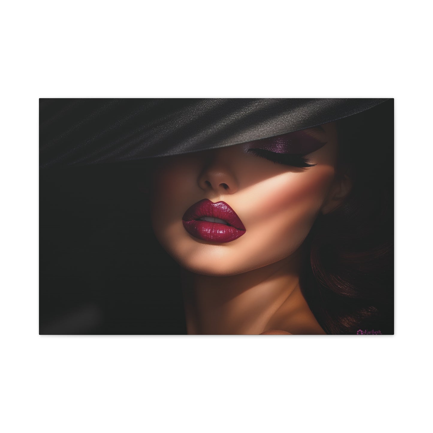 The Velvet Gaze Elegant Canvas Art Print, Dramatic Wall Decor, Beauty Home Decor, Fashion Artwork, Gift for Her, Modern Aesthetic