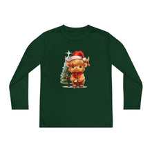 Load image into Gallery viewer, Christmas Highland Cow Youth Tee
