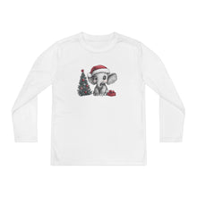 Load image into Gallery viewer, Personalized Cute Little Christmas Elephant with Santa Hat Youth Long Sleeve Competitor Tee
