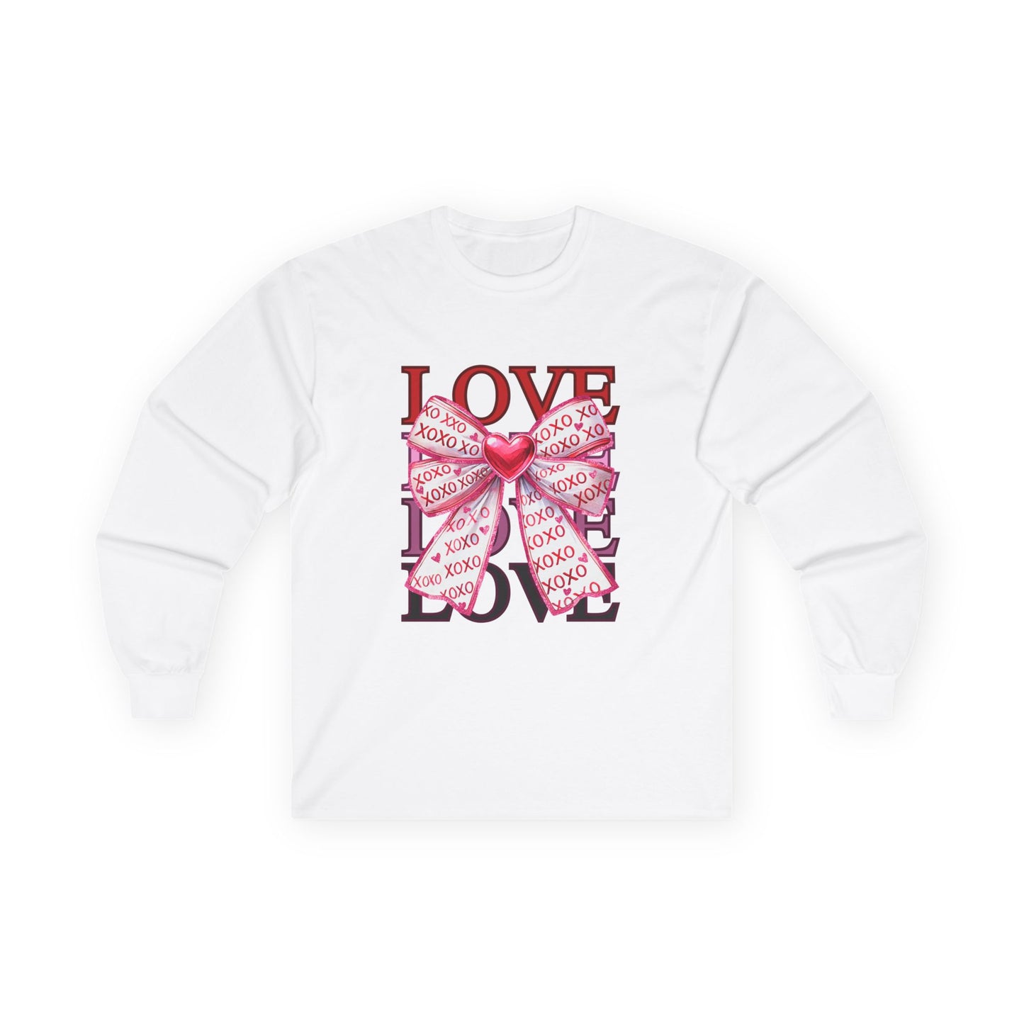 Love & Hugs XOXO Bow Shirt Unisex Ultra Cotton Long Sleeve Tee