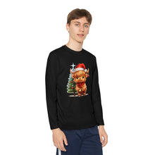 Load image into Gallery viewer, Christmas Highland Cow Youth Tee
