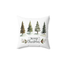 Load image into Gallery viewer, Merry Christmas Watercolor Trees  Spun Polyester Square Pillow
