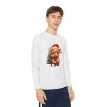 Load image into Gallery viewer, Christmas Highland Cow Youth Tee
