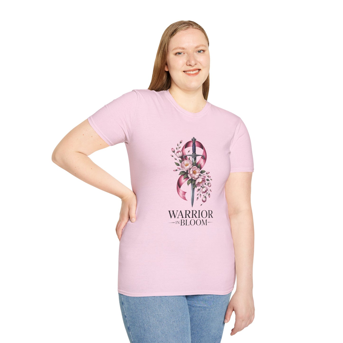 Warrior in Bloom T-Shirt, Feminine Empowerment T-Shirt, Breast Cancer Awareness Tee, Gift for Survivors, Floral Graphic Tee