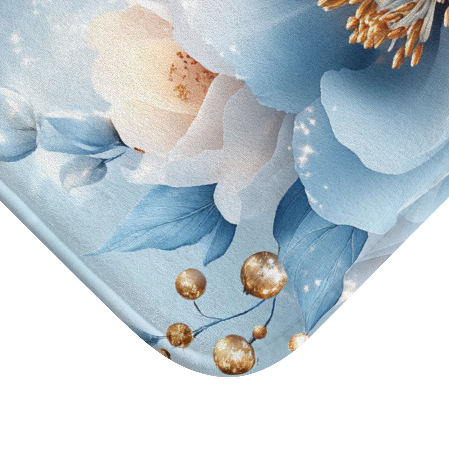 Luxury Blue Floral Memory Foam Bath Mat | Soft, Absorbent & Non-Slip Bathroom Rug