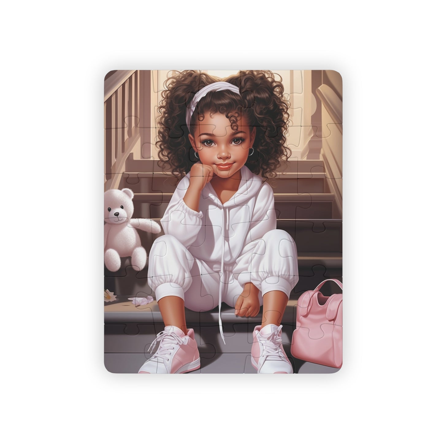 Adorable Girl and Teddy Bear Puzzle - Fun and Educational for Kids. 30-Piece