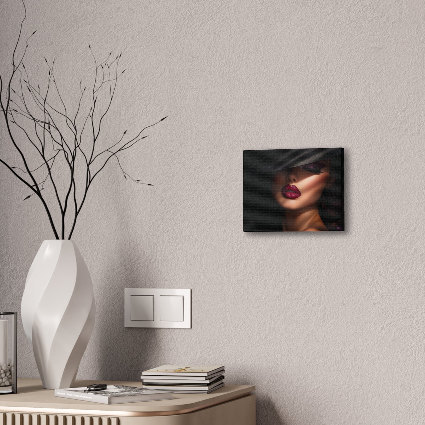 The Velvet Gaze Elegant Canvas Art Print, Dramatic Wall Decor, Beauty Home Decor, Fashion Artwork, Gift for Her, Modern Aesthetic