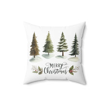 Load image into Gallery viewer, Merry Christmas Watercolor Trees  Spun Polyester Square Pillow
