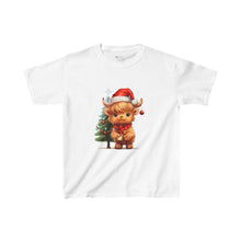 Load image into Gallery viewer, Christmas Highland Cow Kids Heavy Cotton™ Tee
