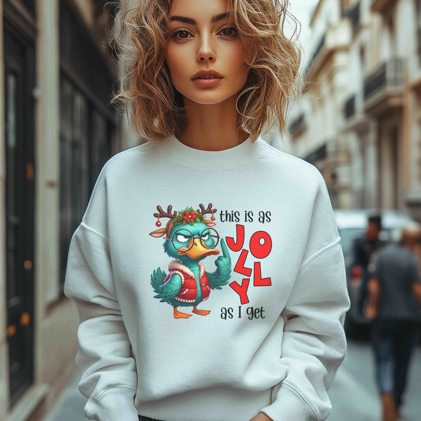 Grumpy Duck, This is as Jolly as I Get Unisex Heavy Blend™ Crewneck Sweatshirt