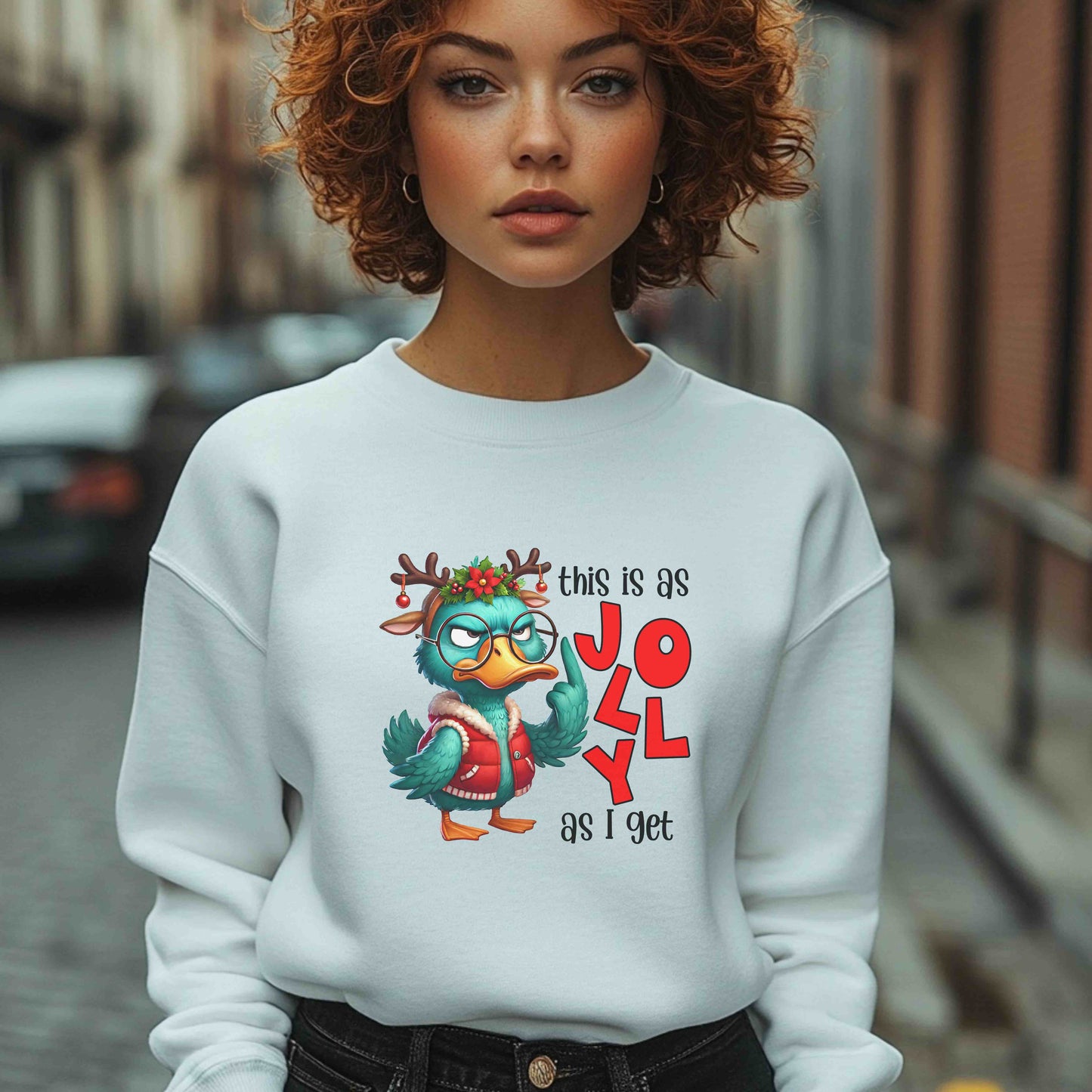 Grumpy Duck, This is as Jolly as I Get Unisex Heavy Blend™ Crewneck Sweatshirt