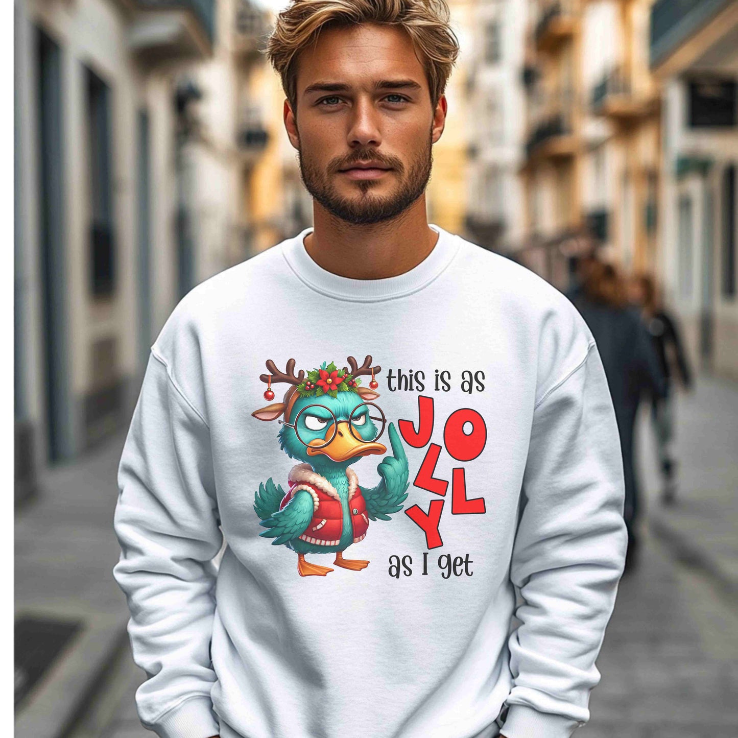 Grumpy Duck, This is as Jolly as I Get Unisex Heavy Blend™ Crewneck Sweatshirt