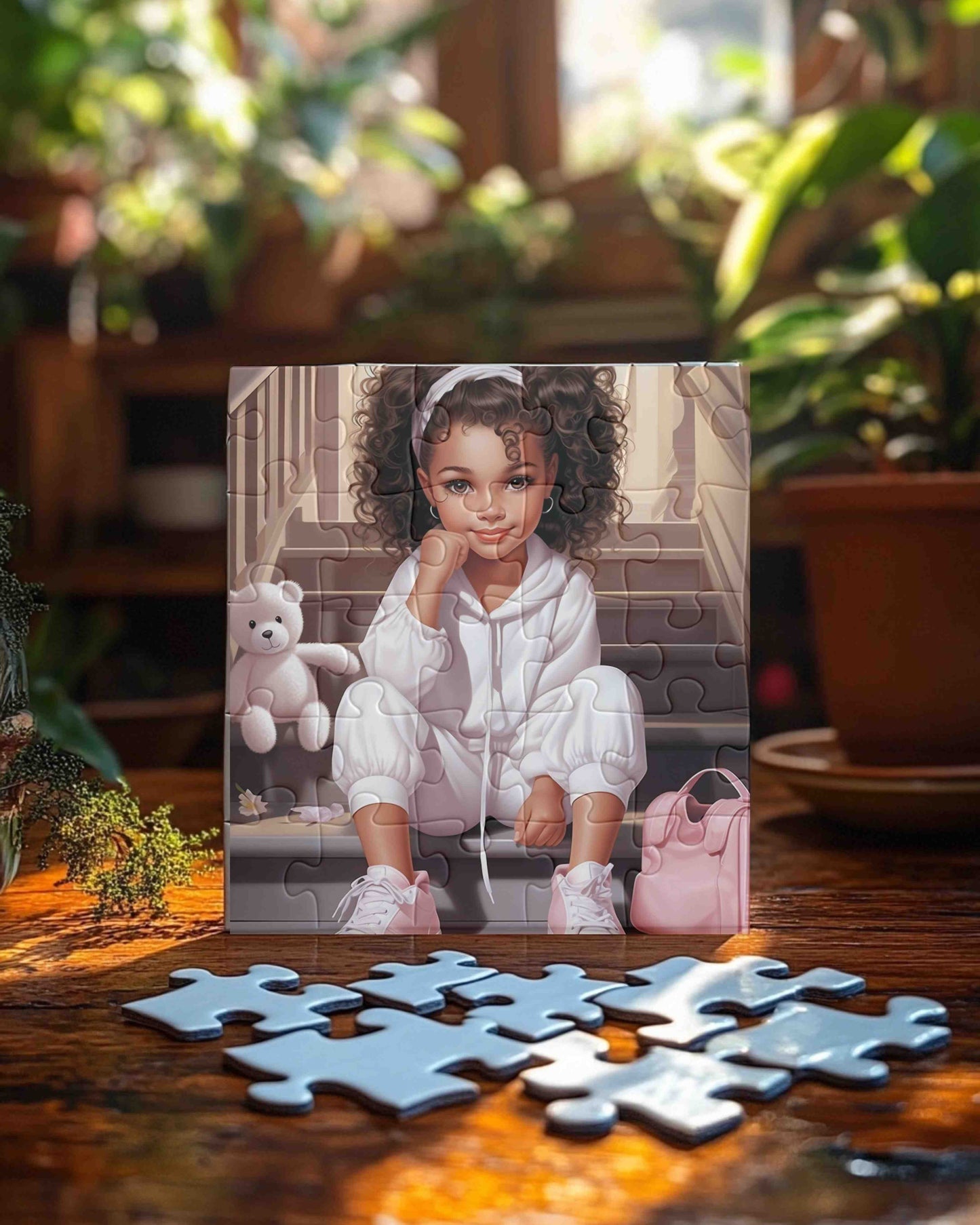 Adorable Girl and Teddy Bear Puzzle - Fun and Educational for Kids. 30-Piece