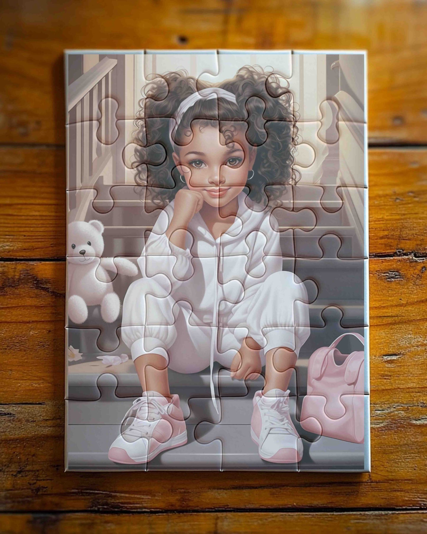 Adorable Girl and Teddy Bear Puzzle - Fun and Educational for Kids. 30-Piece