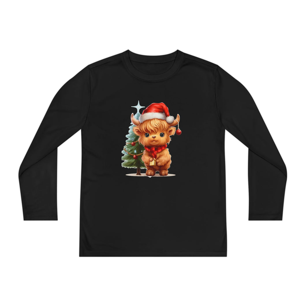 Christmas Highland Cow Youth Tee