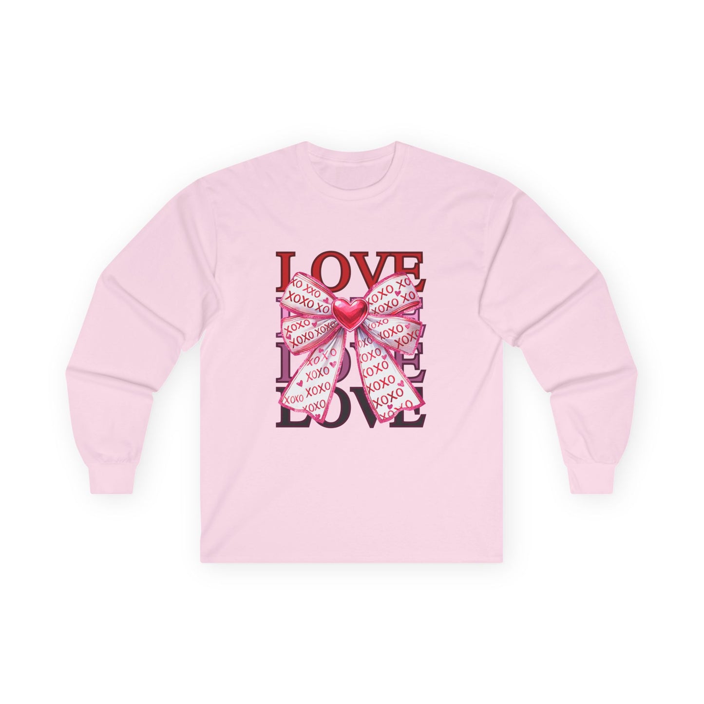Love & Hugs XOXO Bow Shirt Unisex Ultra Cotton Long Sleeve Tee