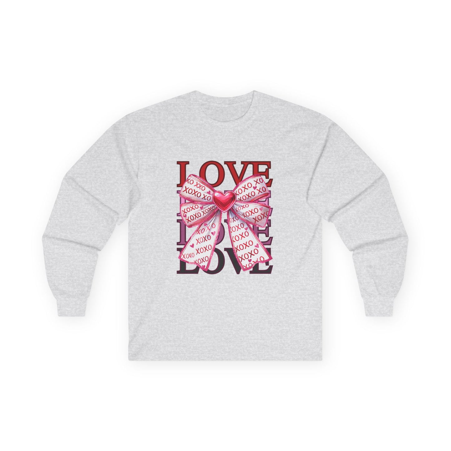 Love & Hugs XOXO Bow Shirt Unisex Ultra Cotton Long Sleeve Tee
