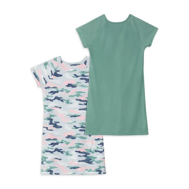 Girls Short Sleeve Nightgown, 2-Pack Stay Wild