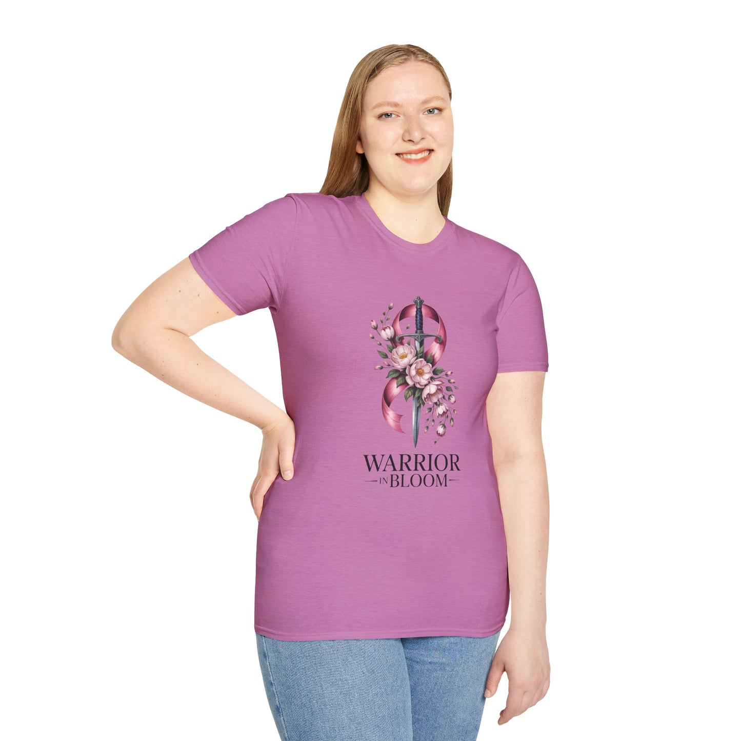 Warrior in Bloom T-Shirt, Feminine Empowerment T-Shirt, Breast Cancer Awareness Tee, Gift for Survivors, Floral Graphic Tee