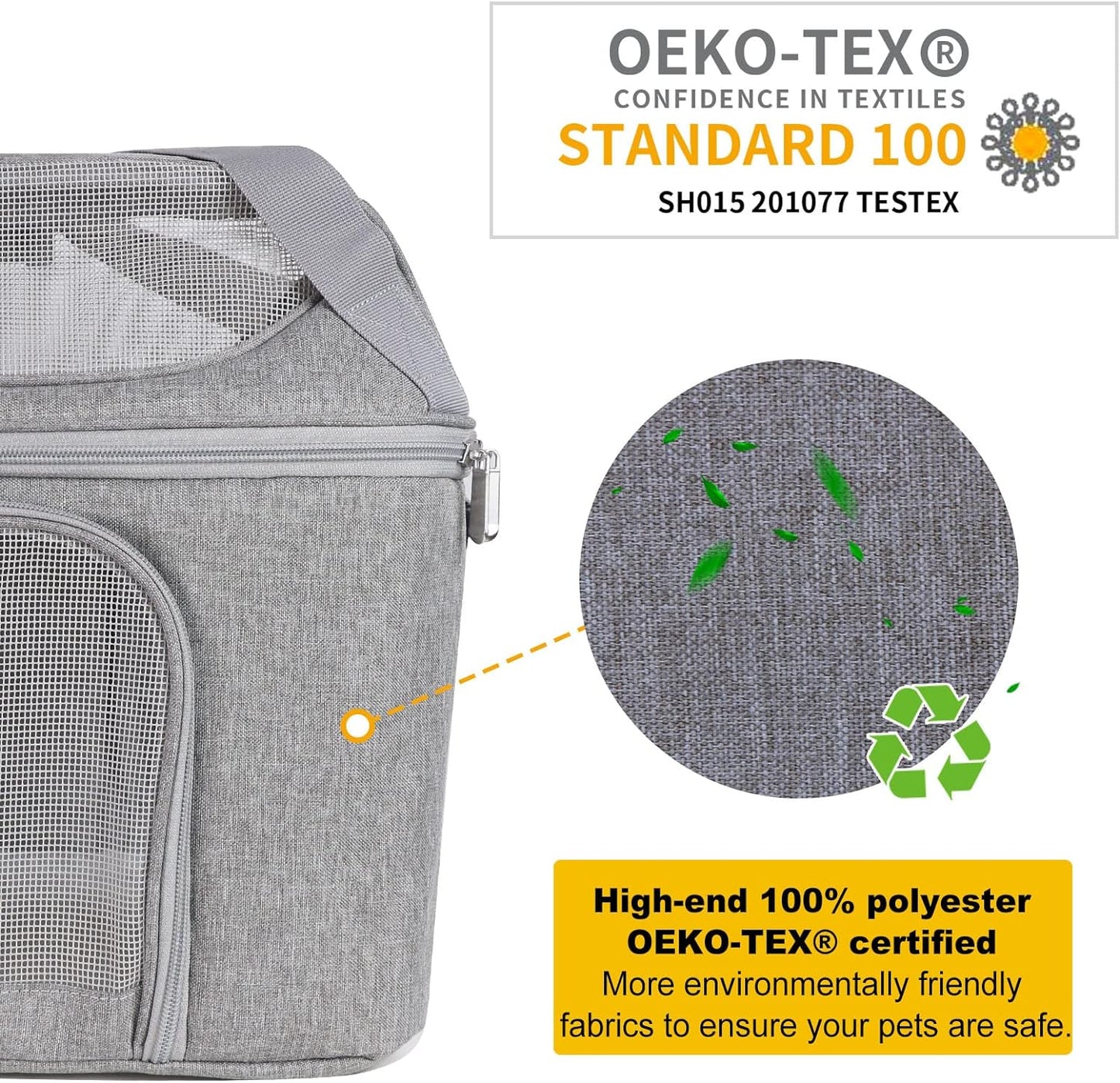 Oeko-TEX Certified Soft Side Pet Carrier for Cat, Small Dog, Collapsible Travel Small Carrier, TSA Airline Approved