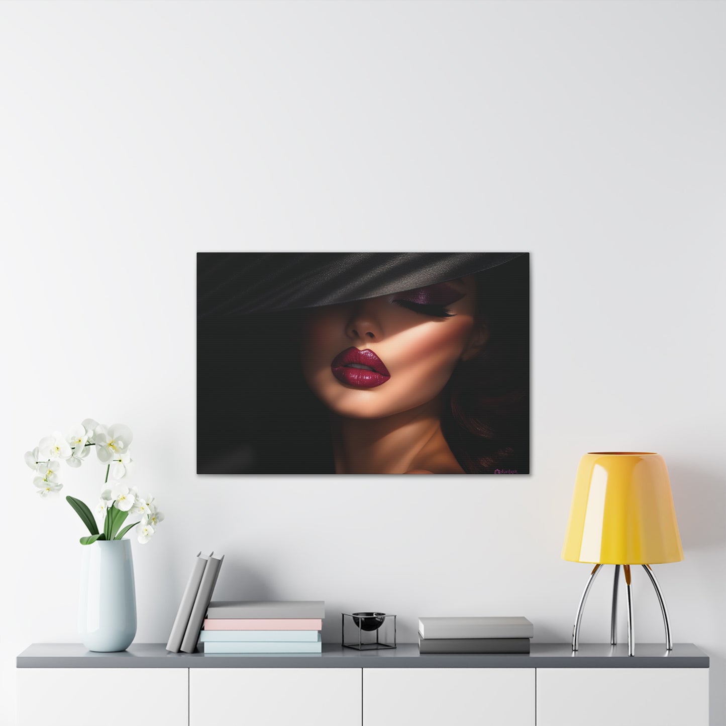 The Velvet Gaze Elegant Canvas Art Print, Dramatic Wall Decor, Beauty Home Decor, Fashion Artwork, Gift for Her, Modern Aesthetic