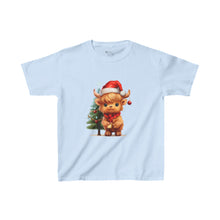 Load image into Gallery viewer, Christmas Highland Cow Kids Heavy Cotton™ Tee
