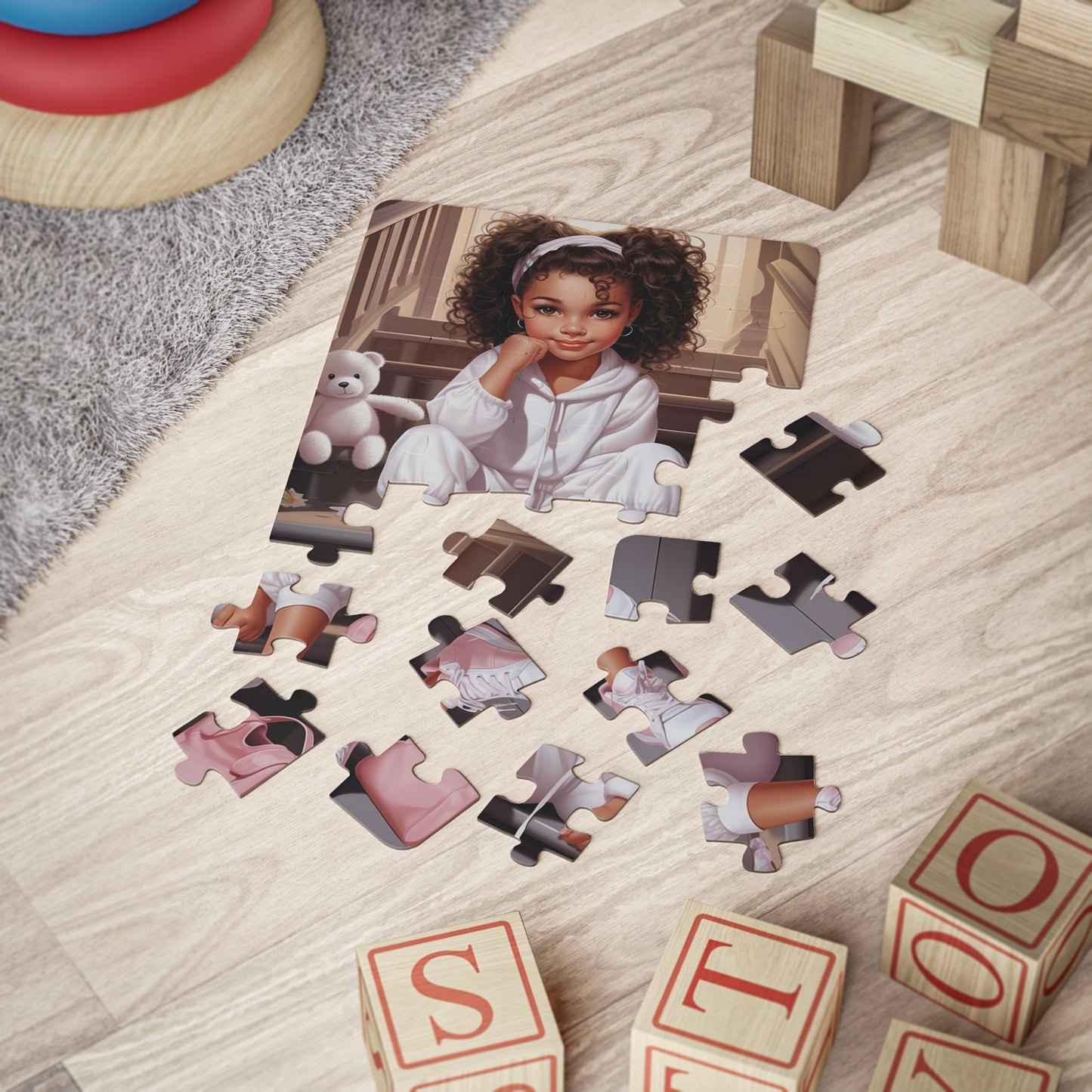 Adorable Girl and Teddy Bear Puzzle - Fun and Educational for Kids. 30-Piece