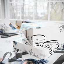 Load image into Gallery viewer, Christmas Wrapping Papers - Blue Snowmen with Silver Snowflakes Design
