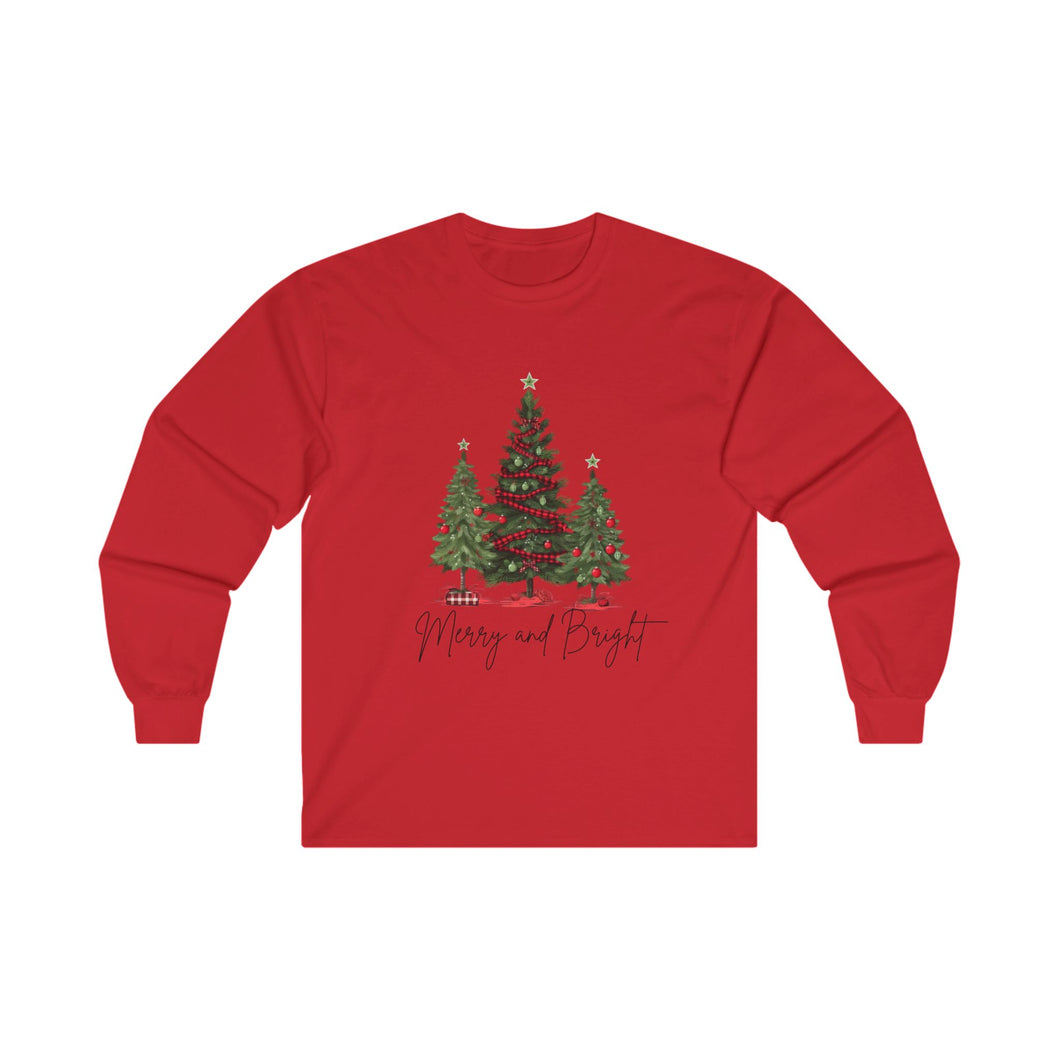 Merry Christmas Tree trio Unisex Ultra Cotton Long Sleeve Tee