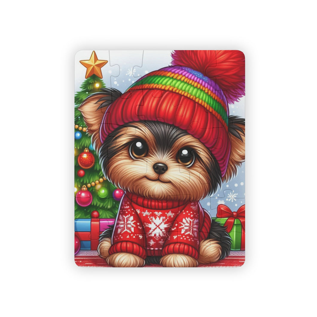 Charming Christmas Yorkie Kids' Puzzle, 30-Piece