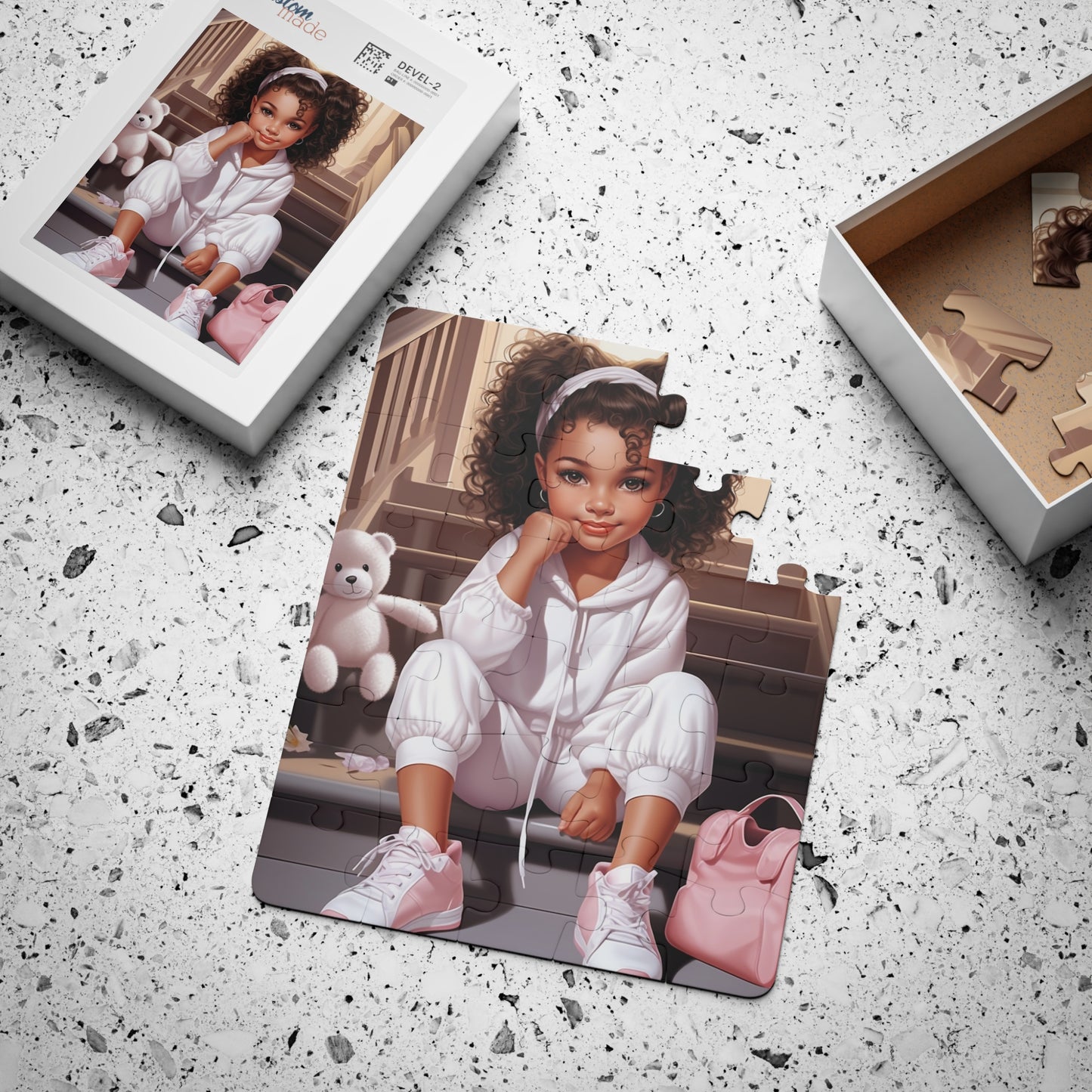 Adorable Girl and Teddy Bear Puzzle - Fun and Educational for Kids. 30-Piece