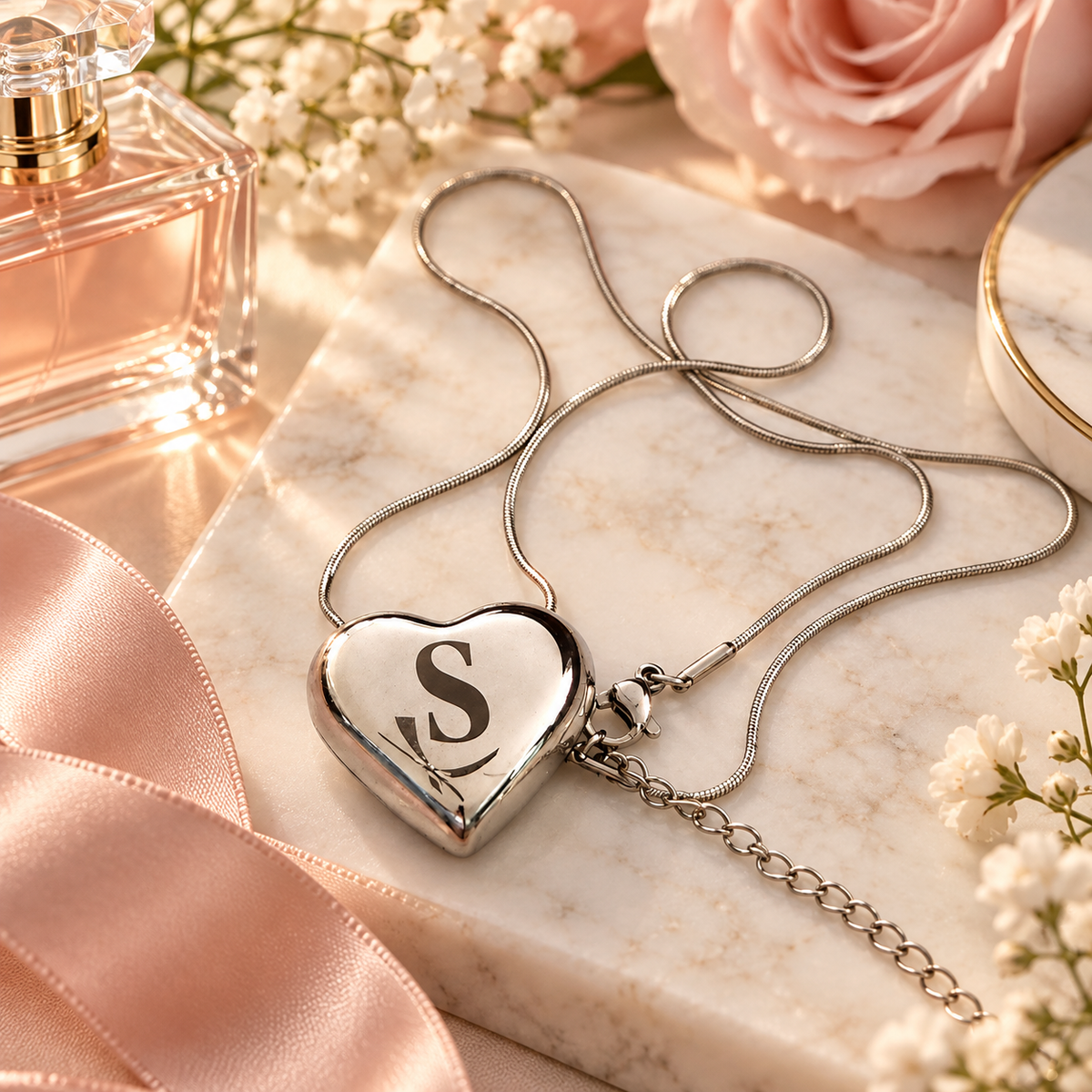 Personalized Heart Necklace | Engraved Initial Pendant | Gold or Silver Tone