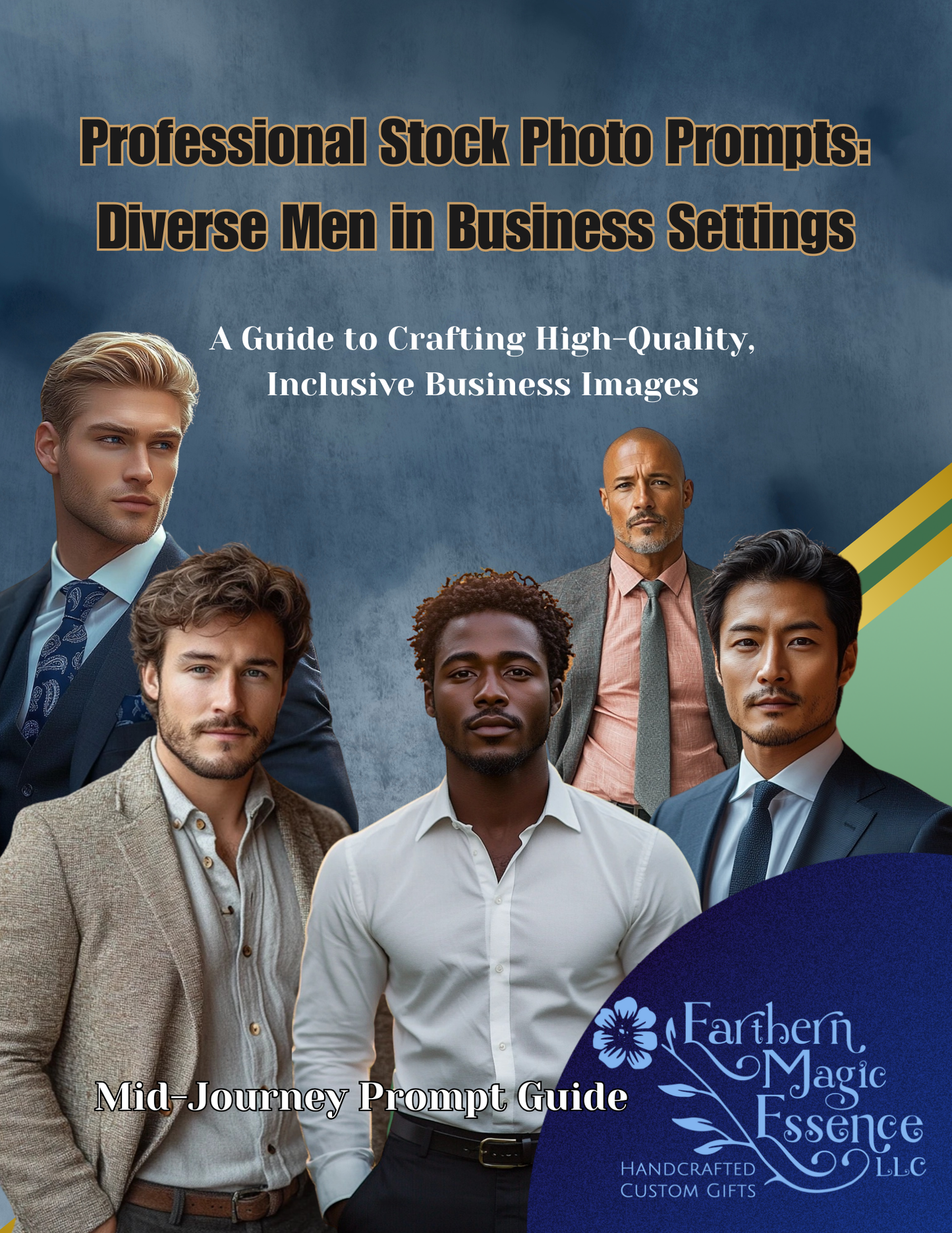 Professional Stock Photo Midjourney Prompts - Diverse Men in Business Settings E-Book