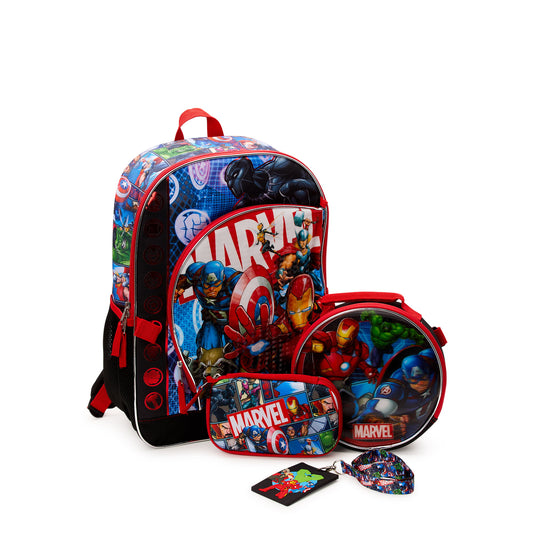 Marvel Universe Kids 17" Laptop Backpack and Lunch Tote Set, 4-Piece