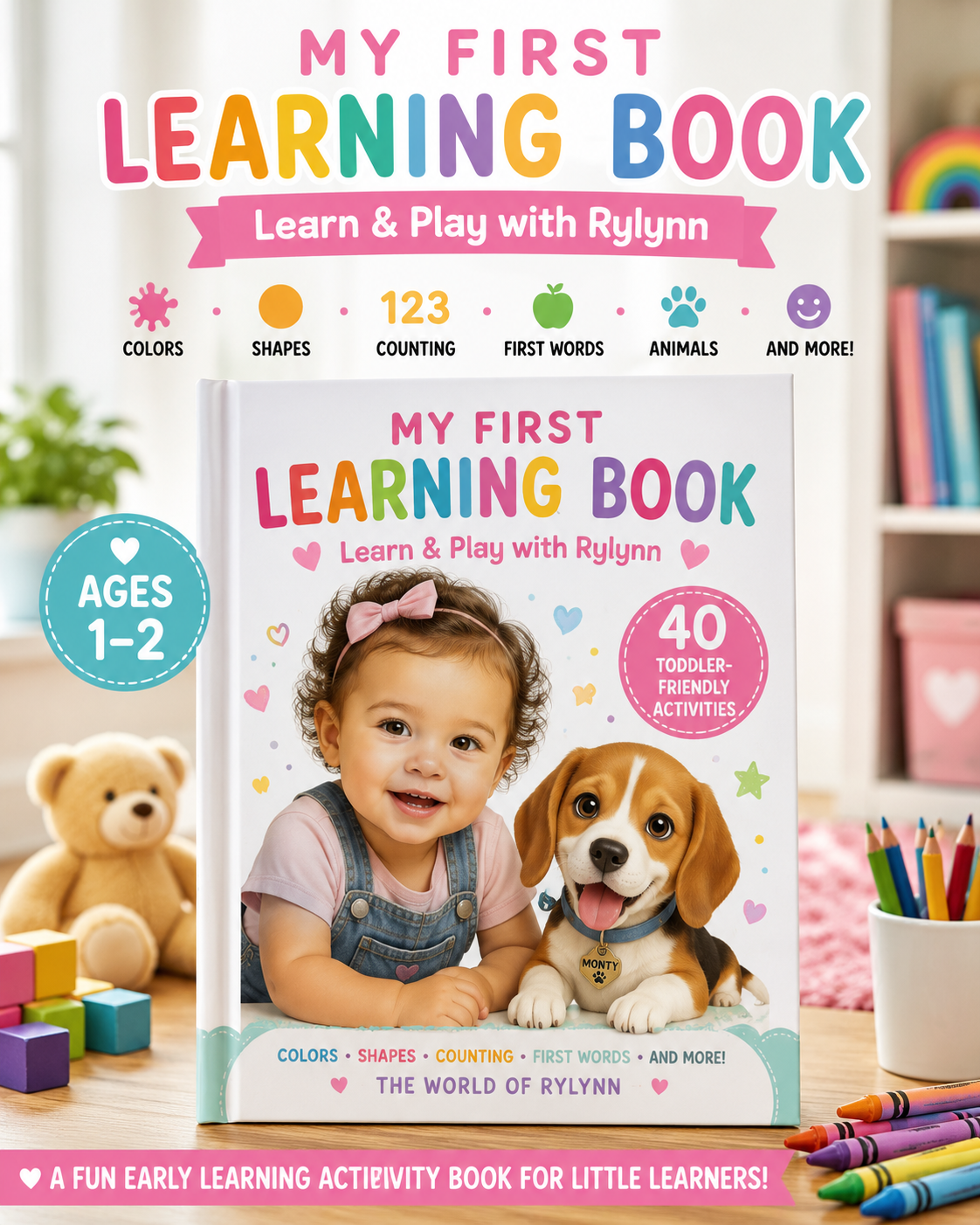 My First Learning Book Ages 1–2 | Reusable Dry-Erase Activity Book | Learn & Play with Rylynn